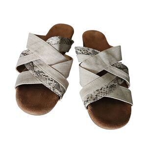 A2 by Aerosoles Womens Flower Power Snakeskin Tan Slip-On Sandals Size 7.5M